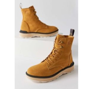SOREL Hi Line Lace Geo Yellow Jet Black Waterproof Hiking Boots NIB